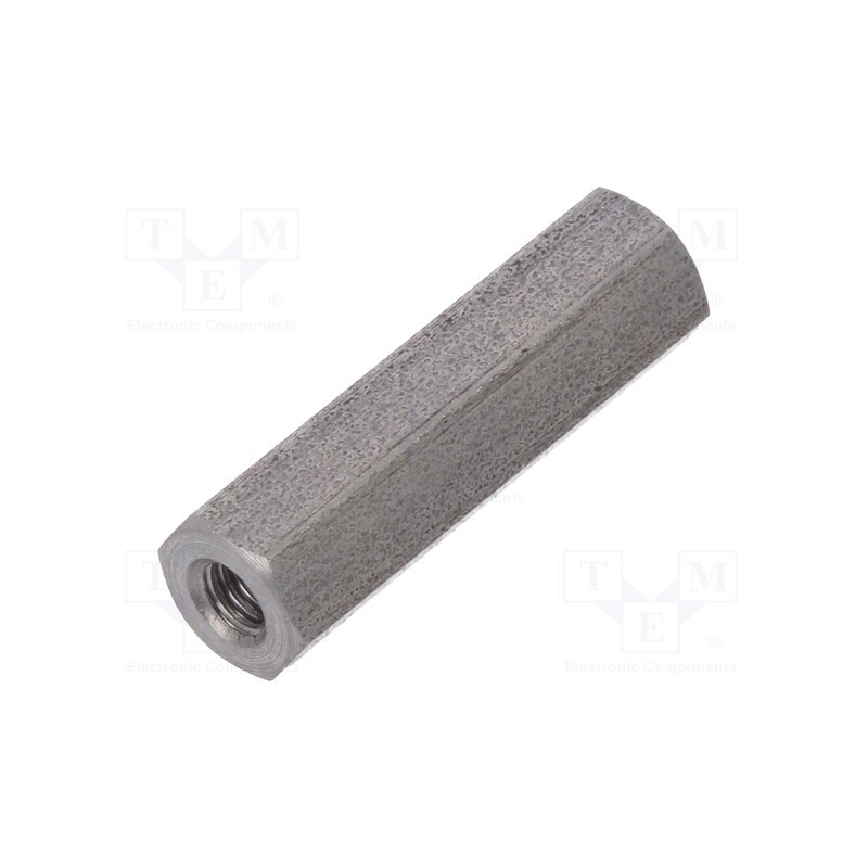 50 pcs : 142X18 - Screwed spacer sleeve, 18mm, Int.thread: M2,5, hexagonal