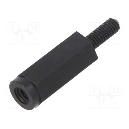 50 pcs : 285X14 - Screwed spacer sleeve, hexagonal, polyamide, M3, M3, L: 14mm, black