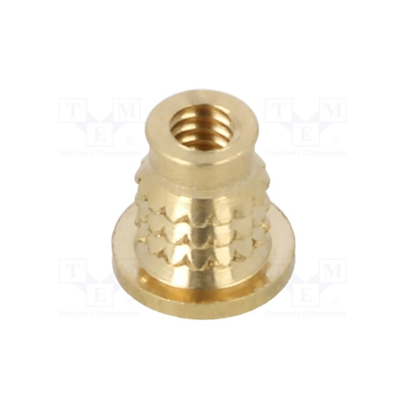 100 pcs : 071M2 - Threaded insert, brass, M2, BN 37901, L: 4.2mm, MULTISERT®