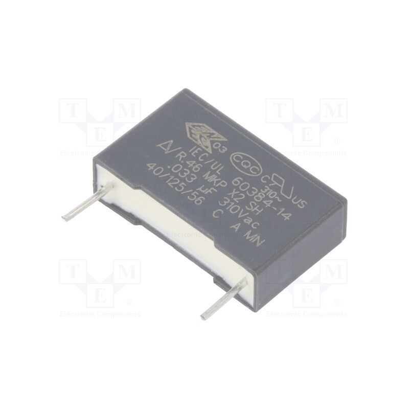50 pcs : R463I233000H1K - Capacitor: polypropylene, 0.033uF, 18x11x5mm, THT, ±10%, 15mm