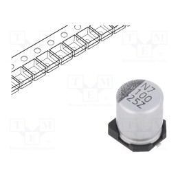 50 pcs : ZSC00BM1011EARL - Capacitor: electrolytic, low ESR, SMD, 100uF, 25VDC, Ø6.3x7.7mm