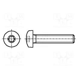 500 pcs : 3061600 - Screw, M2.5x10, 0.45, Head: button, Torx®, TX08, A2 stainless steel