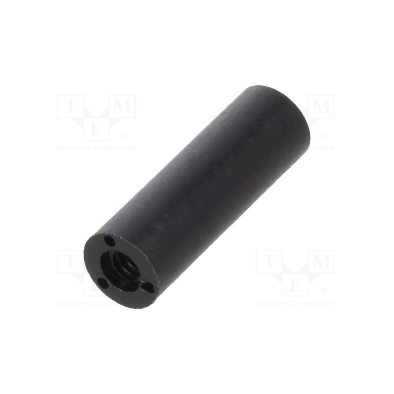 50 pcs : 181RDX12 - Spacer sleeve, cylindrical, polyamide, M2, L: 12mm, Øout: 4mm, black
