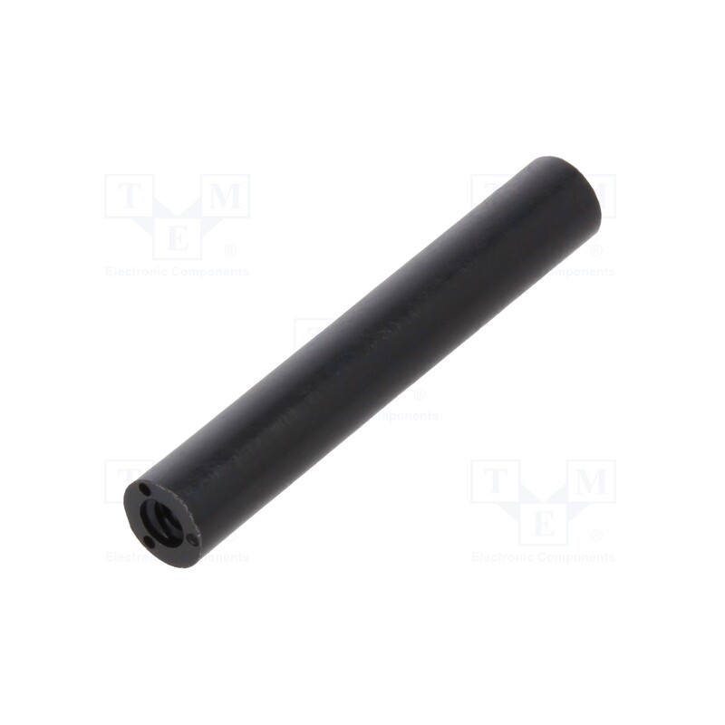 50 pcs : 181RDX18 - Spacer sleeve, cylindrical, polyamide, M2, L: 18mm, Øout: 4mm, black