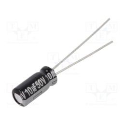 50 pcs : ECA1HHG100 - Capacitor: electrolytic, THT, 10uF, 50VDC, Ø5x11mm, Pitch: 2mm, ±20%