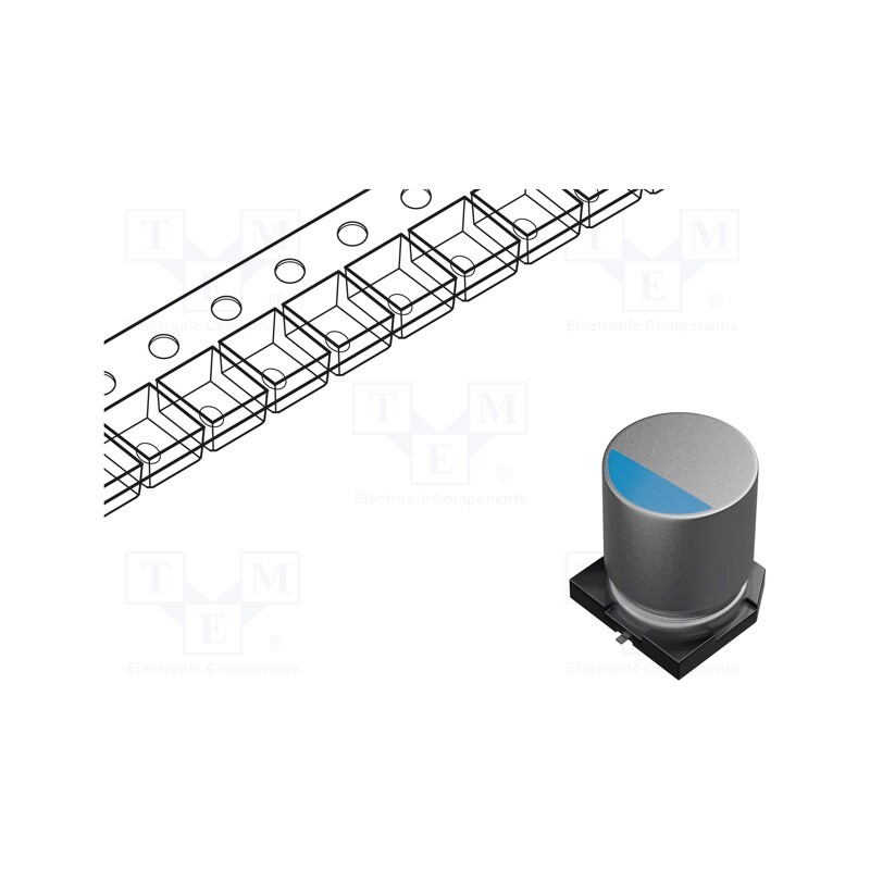 10 pcs : YM1E157M6L07KVR - Capacitor: hybrid, -55÷125°C, Ø6.3x7.7mm, 150uF, 25VDC, SMD, ±20%
