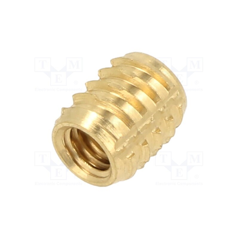 100 pcs : 138M4 - Threaded insert, brass, M4, L: 7.1mm, TRISERT®