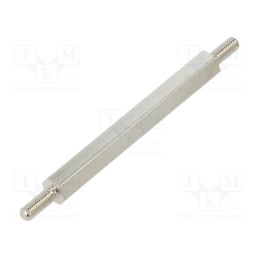 50 pcs : 414X45 - Screwed spacer sleeve, 45mm, Ext.thread: M3, hexagonal, brass