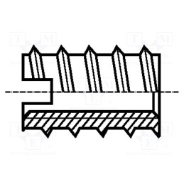 50 pcs : 1101897 - Threaded insert, brass, without coating, M5, BN 242, L: 12mm