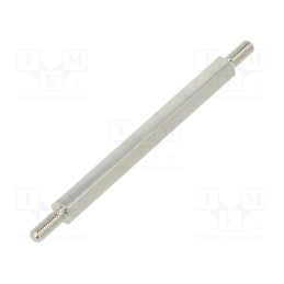 50 pcs : 413X50 - Screwed spacer sleeve, 50mm, Ext.thread: M3, hexagonal, brass