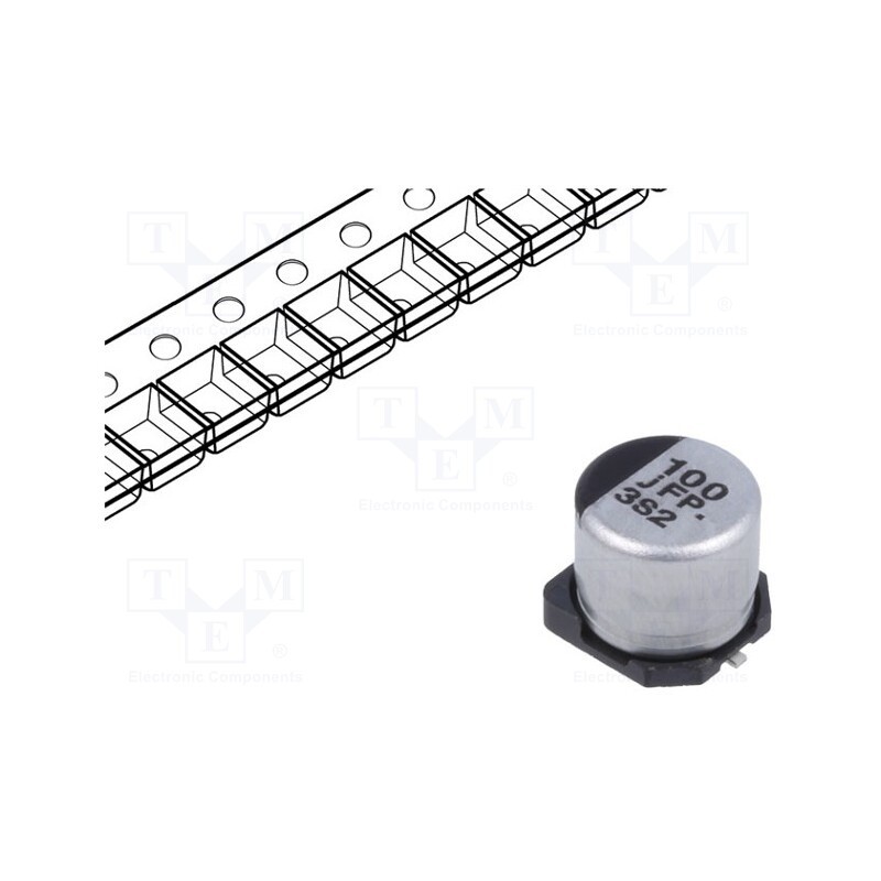 20 pcs : EEEFP0J101AP - Capacitor: electrolytic, low ESR, SMD, 100uF, 6.3VDC, Ø6.3x5.8mm