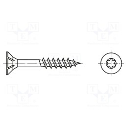 500 pcs : 3675823 - Screw, for wood, 4x60, Head: countersunk, Torx®, TX20, zinc