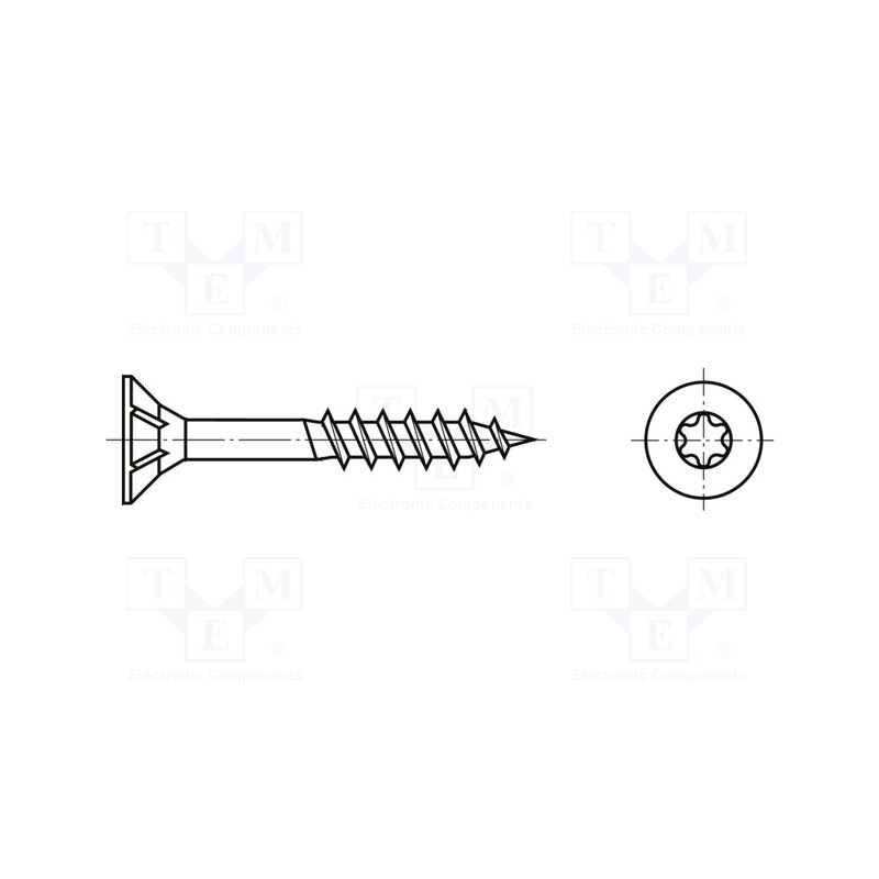 500 pcs : 3675823 - Screw, for wood, 4x60, Head: countersunk, Torx®, TX20, zinc