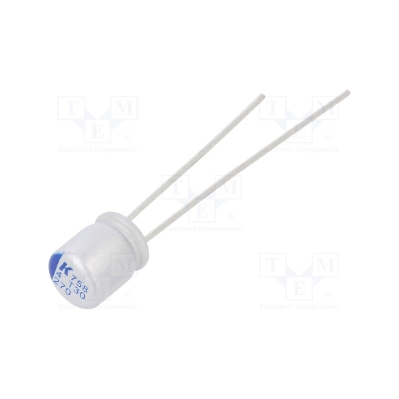 50 pcs : A758BG277M0GAAE020 - Capacitor: polymer, low ESR, 270uF, 4VDC, ESR: 20mΩ, A758, THT, ±20%