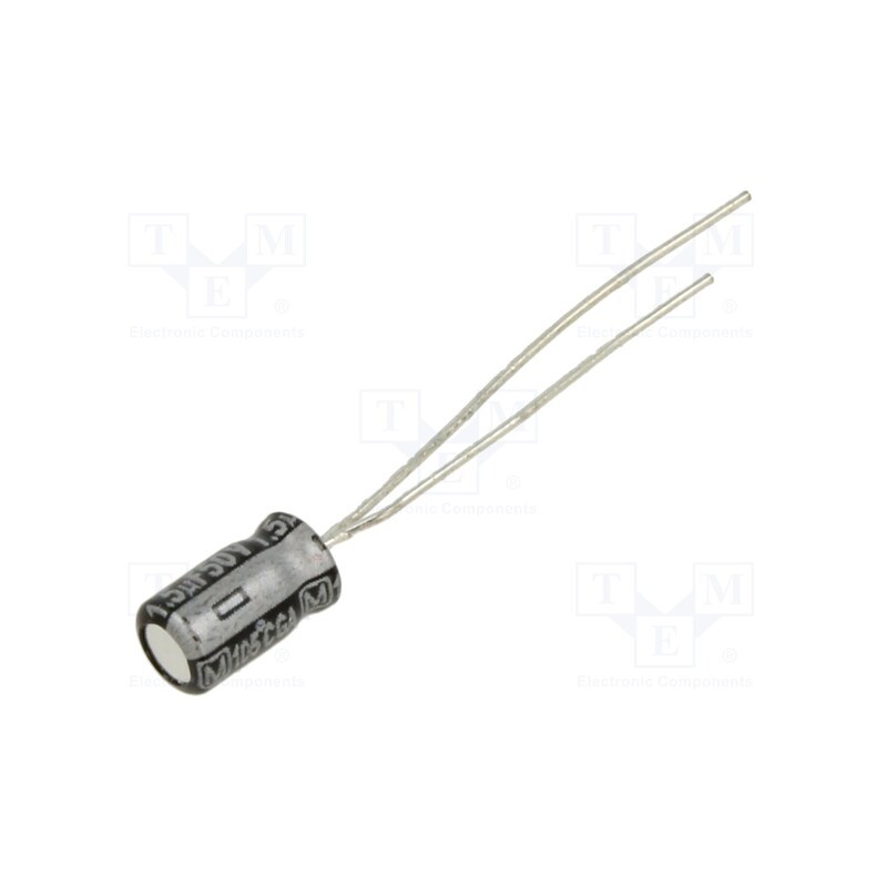 50 pcs : EEAGA1H1R5B - Capacitor: electrolytic, THT, 1.5uF, 50VDC, Ø4x7mm, Pitch: 5mm, ±20%
