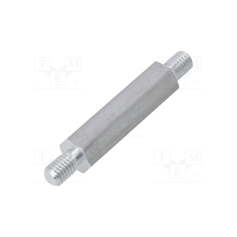 50 pcs : 438X30 - Screwed spacer sleeve, 30mm, Ext.thread: M5, hexagonal, aluminium