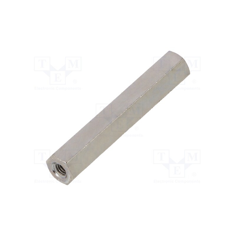 50 pcs : 115X35 - Screwed spacer sleeve, 35mm, Int.thread: M3, hexagonal, brass