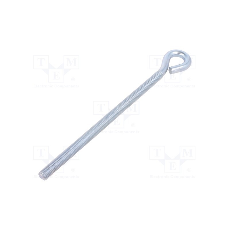 10 pcs : HO10225 - Hook, ring, steel, zinc, Thread len: 177mm, Overall len: 225mm
