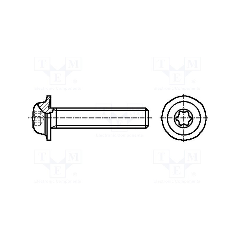 100 pcs : 3060960 - Screw, with flange, M5x12, 0.8, Head: button, Torx®, TX25