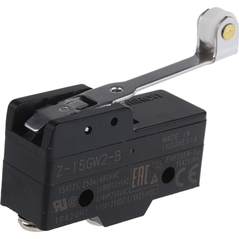 1 pcs - Omron Z Series Roller Lever Limit Switch, NO/NC, IP00, SPDT, 500V ac Max, 15A Max