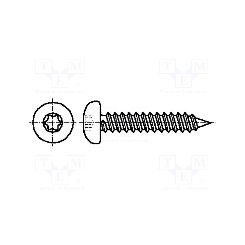 500 pcs : 3060139 - Screw, for metal, 4.8x9.5, Head: cheese head, Torx®, TX25, zinc