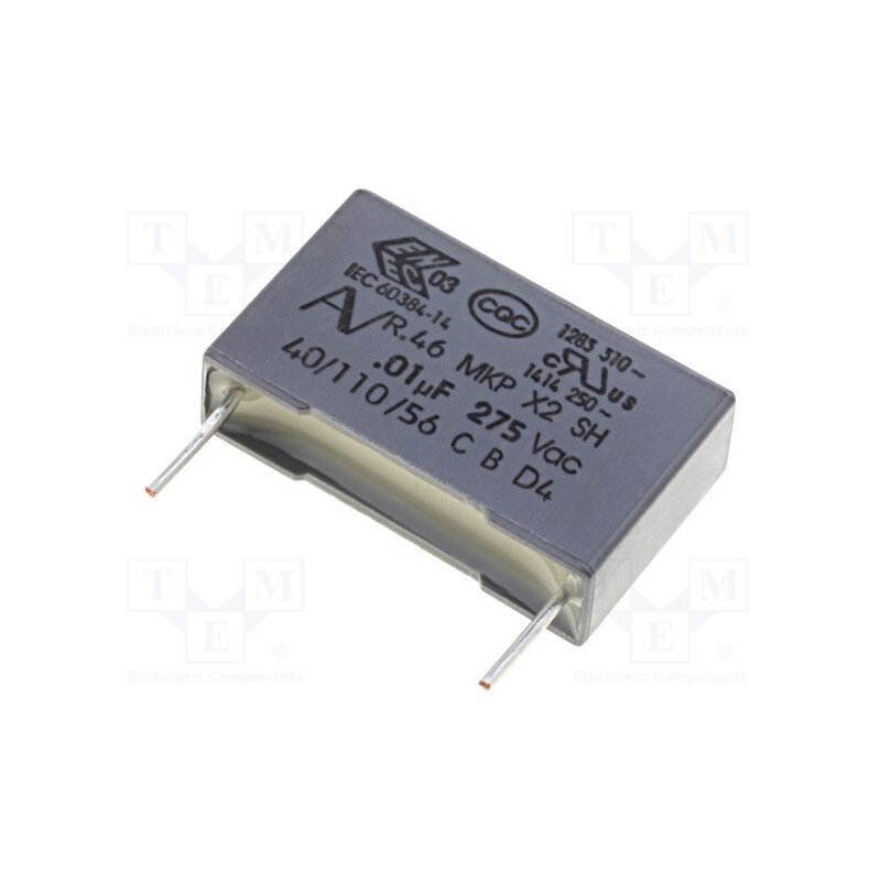 50 pcs : R46KI21000001K - Capacitor: polypropylene, 10nF, 18x5x11mm, THT, ±10%, 15mm, 560VDC