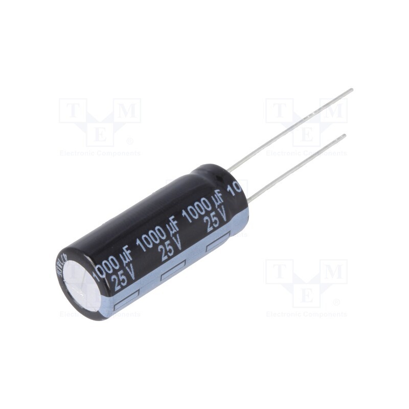 10 pcs : EEUFR1E102L - Capacitor: electrolytic, low ESR, THT, 1000uF, 25VDC, Ø10x25mm