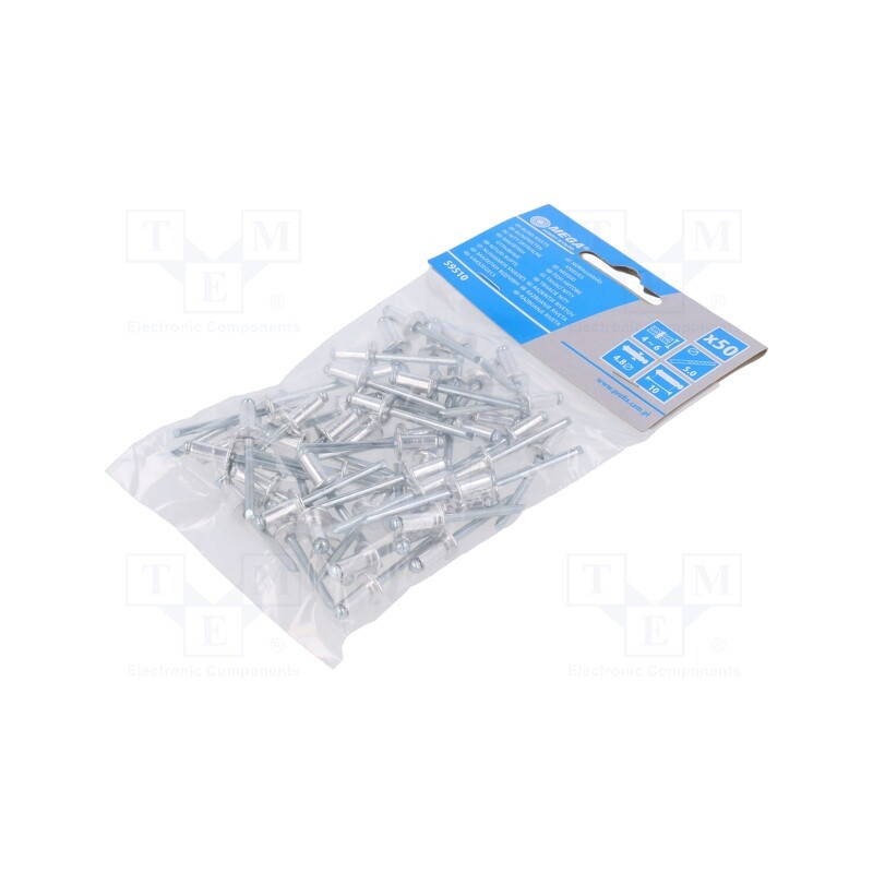 20 pcg : 59510 - Rivet, aluminium, Rivet diam: 4.8mm, L.rivet: 10mm, 50pcs.