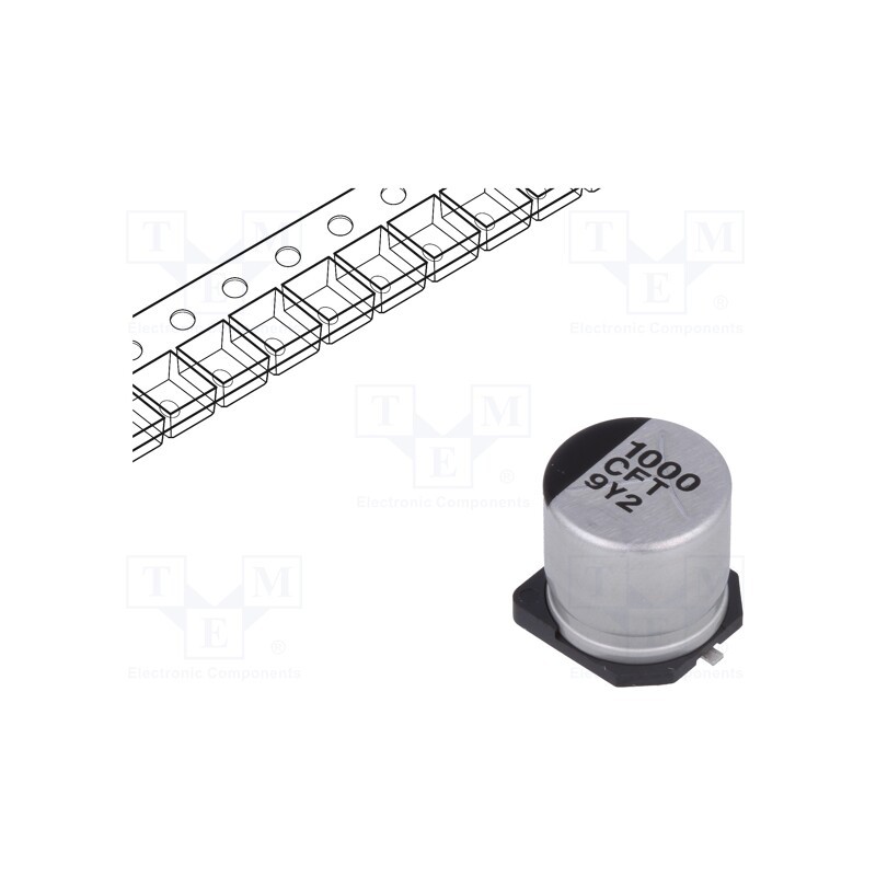 10 pcs : EEEFT1C102AP - Capacitor: electrolytic, low ESR, SMD, 1000uF, 16VDC, Ø10x10.2mm