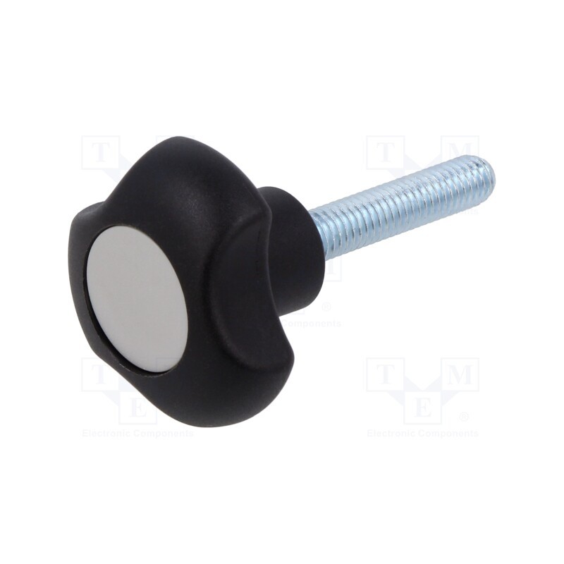 10 pcs : VTT.32-C-P-M6X30-C3 - Knob, Ø: 32mm, Ext.thread: M6, Int.thread: M6, 30mm, H: 22mm, Cap: grey