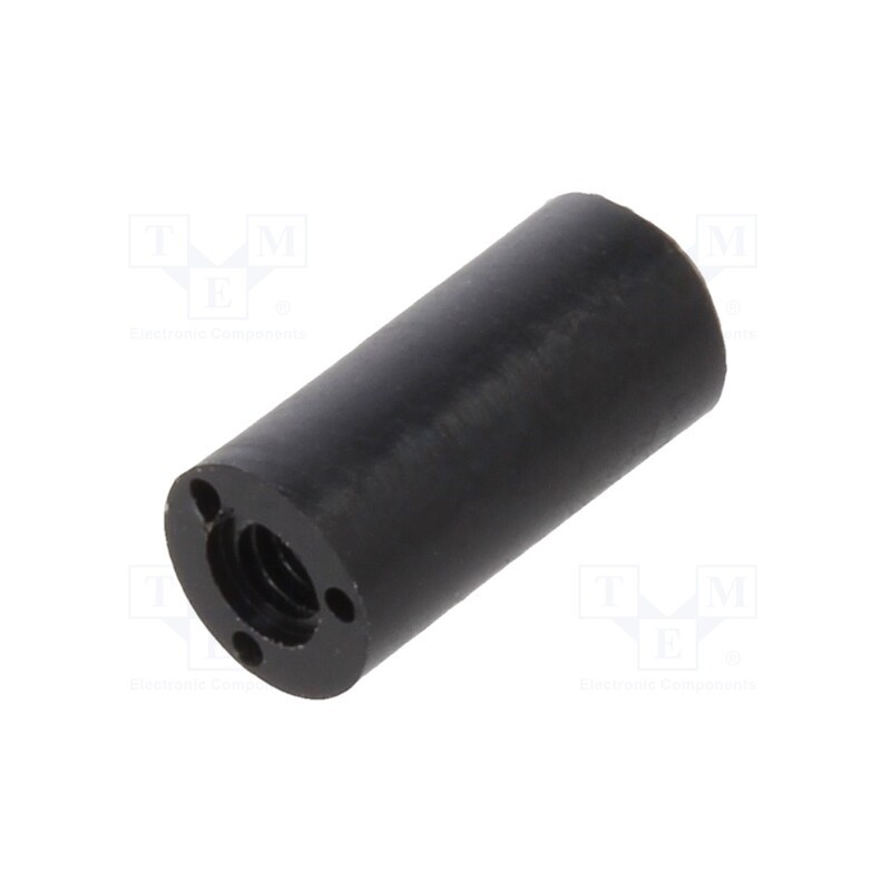 50 pcs : 181RDX08 - Spacer sleeve, cylindrical, polyamide, M2, L: 8mm, Øout: 4mm, black