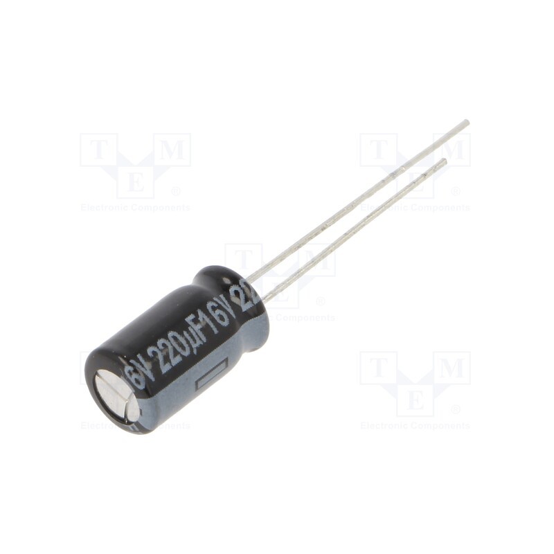 50 pcs : EEUFR1C221 - Capacitor: electrolytic, low ESR, THT, 220uF, 16VDC, Ø6.3x11.2mm