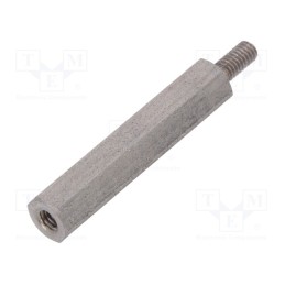 50 pcs : 242X25 - Screwed spacer sleeve, 25mm, Int.thread: M2,5, Ext.thread: M2,5
