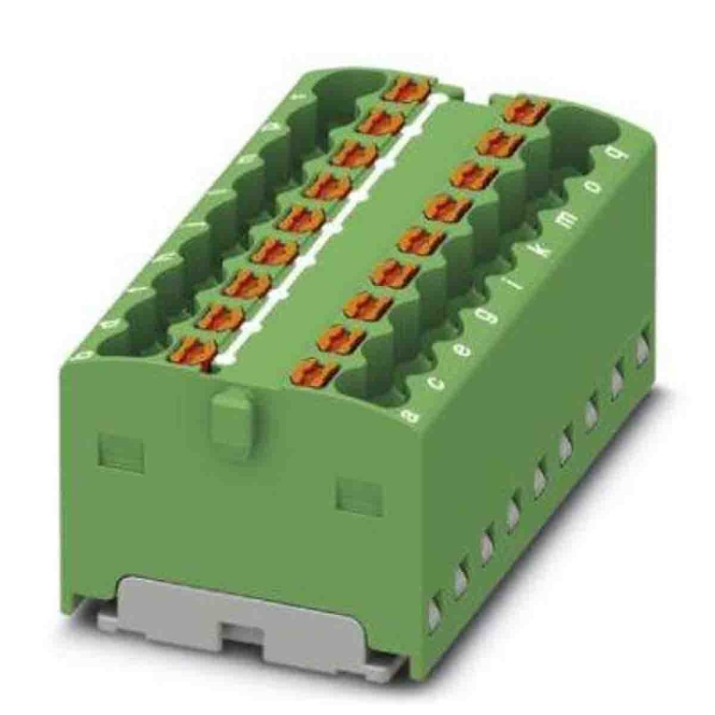 20 pcs - Phoenix Contact Distribution Block, 18 Way, 2.5mm², 17.5A, 450 V, Green