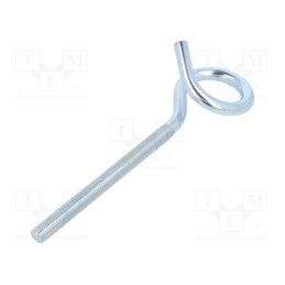 10 pcs : HOH10180 - Hook, ring, steel, zinc, Thread len: 110mm, Overall len: 180mm