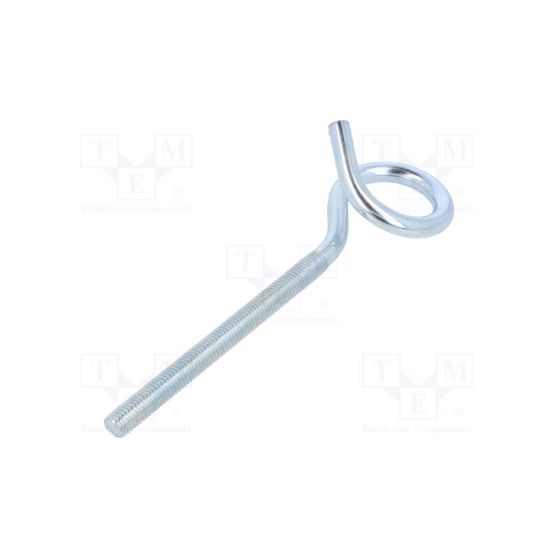 10 pcs : HOH10180 - Hook, ring, steel, zinc, Thread len: 110mm, Overall len: 180mm