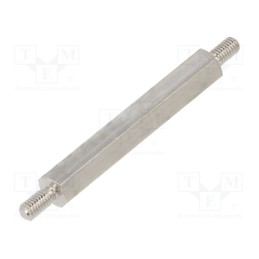 50 pcs : 414X35K - Screwed spacer sleeve, 35mm, Ext.thread: M3, hexagonal, brass