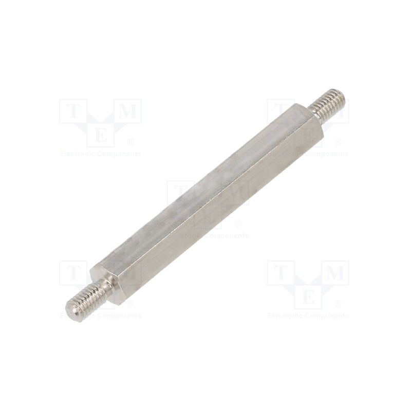 50 pcs : 414X35K - Screwed spacer sleeve, 35mm, Ext.thread: M3, hexagonal, brass