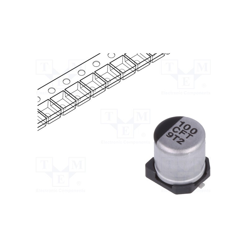 20 pcs : EEEFT1C101AR - Capacitor: electrolytic, low ESR, SMD, 100uF, 16VDC, Ø5x5.8mm, ±20%
