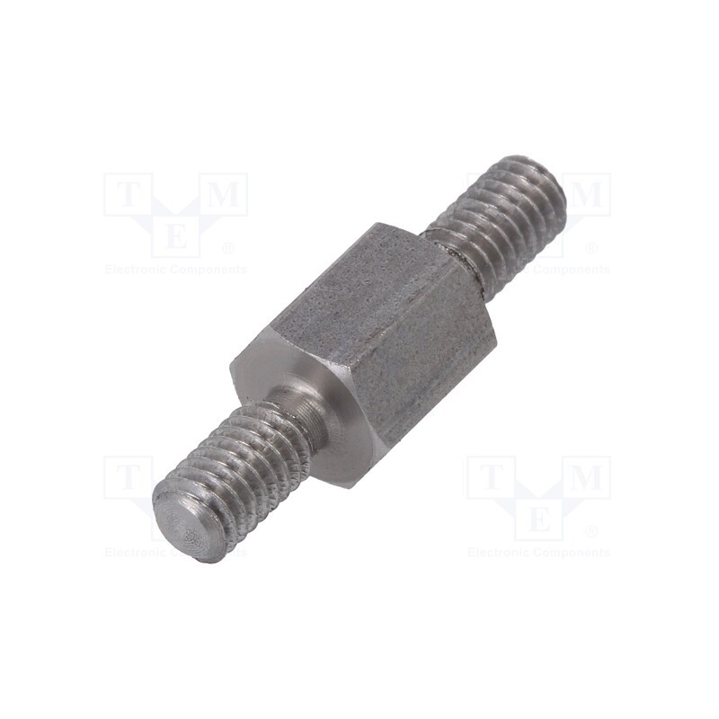 50 pcs : 446X08 - Screwed spacer sleeve, 8mm, Ext.thread: M4, hexagonal