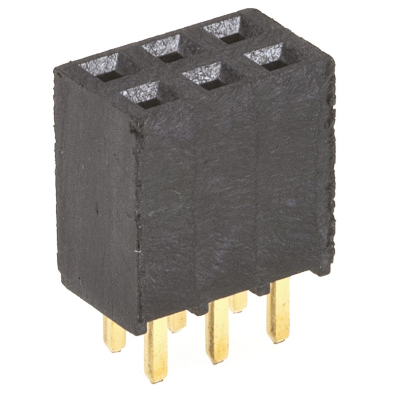 10 pcs - Samtec SSQ Series Straight Through Hole Mount PCB Socket, 6-Contact, 2-Row, 2.54mm Pitch, Solder Termination