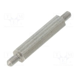 50 pcs : 444X25 - Screwed spacer sleeve, 25mm, Ext.thread: M3, hexagonal