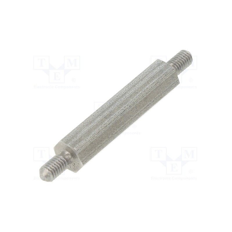 50 pcs : 444X25 - Screwed spacer sleeve, 25mm, Ext.thread: M3, hexagonal