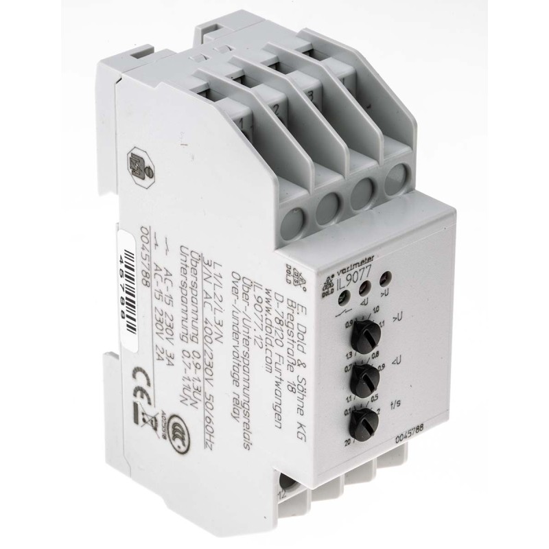 1 pcs - Dold Voltage Monitoring Relay, 3 Phase, DPDT, DIN Rail