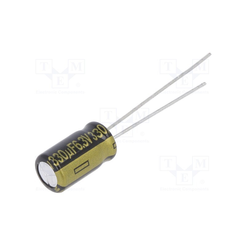 50 pcs : EEUFM0J331 - Capacitor: electrolytic, low ESR, THT, 330uF, 6.3VDC, Ø6.3x11.2mm