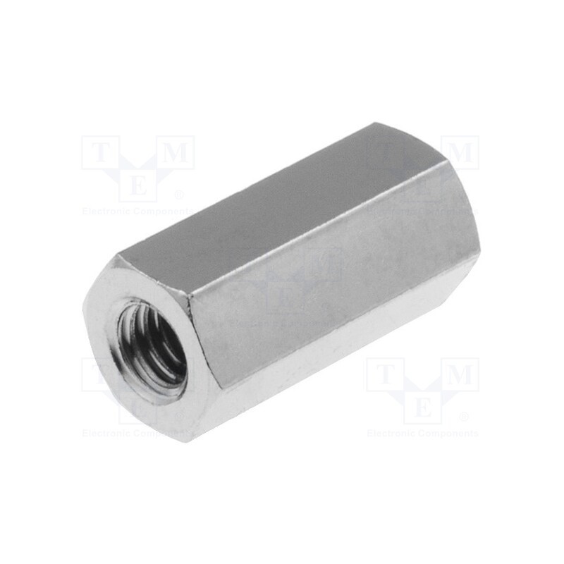 50 pcs : 116X15 - Screwed spacer sleeve, 15mm, Int.thread: M4, hexagonal, brass