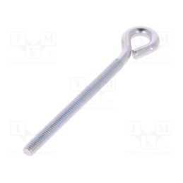 50 pcs : HO.6100 - Hook, ring, steel, zinc, Thread len: 71mm, Overall len: 100mm