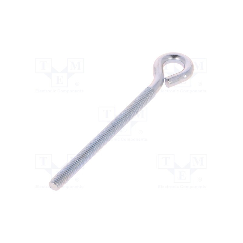 50 pcs : HO.6100 - Hook, ring, steel, zinc, Thread len: 71mm, Overall len: 100mm