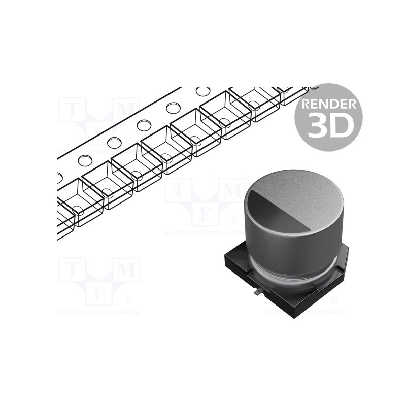 10 pcs : EEETG1H220P - Capacitor: electrolytic, SMD, 22uF, 50VDC, Ø8x6.2mm, 1000h, 1.6Ω