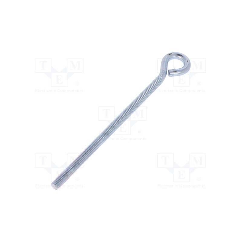 10 pcs : HO.8185 - Hook, ring, steel, zinc, Thread len: 145mm, Overall len: 185mm